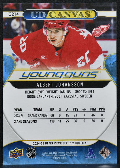 2024-25 UD Series 2 UD Canvas Young Guns Albert Johansson C214 Red Wings RC 8808