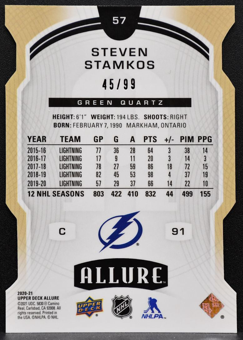 2020-21 Upper Deck Allure Green Quartz Steven Stamkos 57 Lightning 45/99 6861