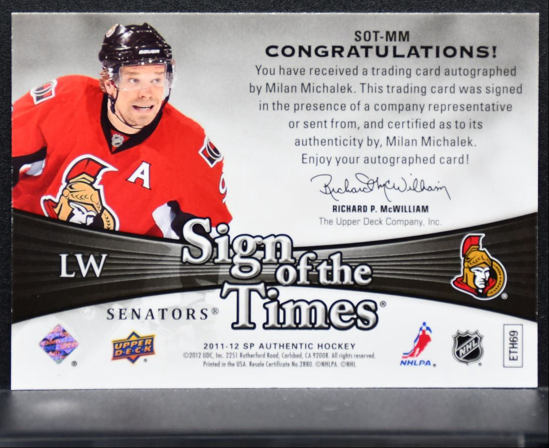 2011-12 SP Authentic Sign of the Times Milan Michalek SOT-MM Senators Auto 1250