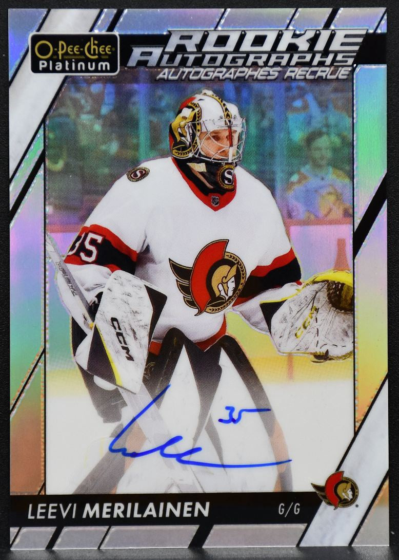 2023-24 OPC Platinum Rookie Auto Leevi Merilainen R-LM Senators RC Auto 8270