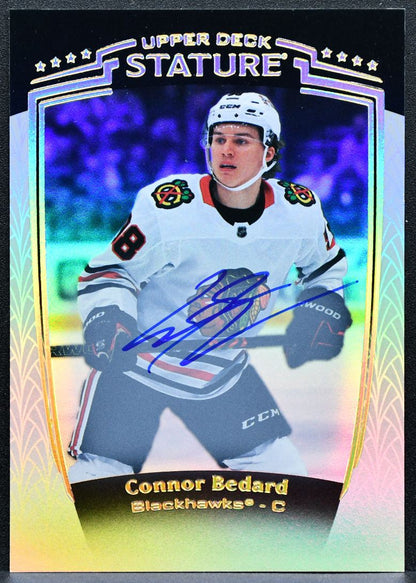 2024-25 Upper Deck Stature Auto Connor Bedard 25 Chicago Blackhawks Auto 7061