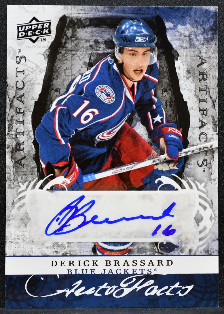 2008-09 UD Artifacts Auto-Facts Derick Brassard AF-DE Blue Jackets Auto 2157