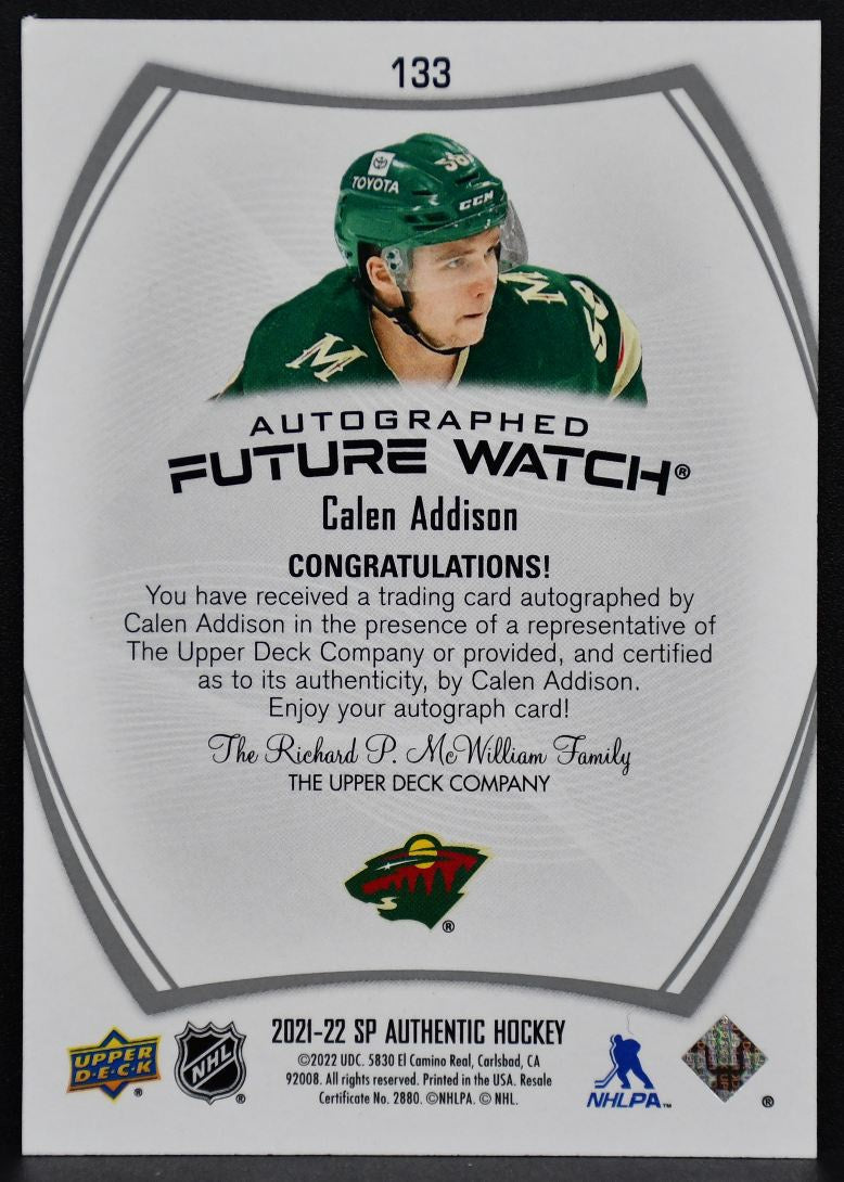 2021-22 SP Authentic Future Watch Auto Calen Addison 133 RC Auto 381/999 1234