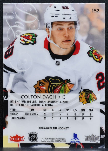 2025-26 Flair Rookie Colton Dach 152 Chicago Blackhawks RC 0368