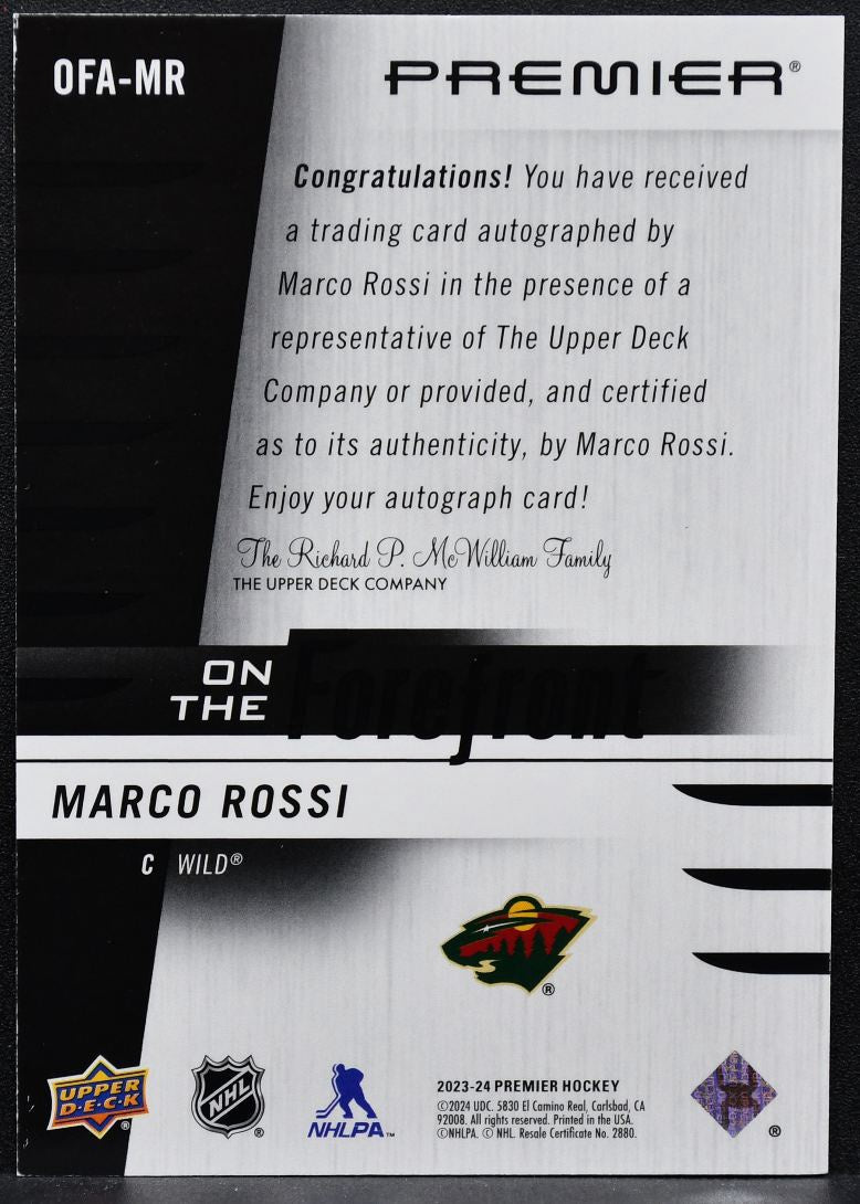 2023-24 UD Premier On the Forefront Auto Marco Rossi Wild Auto 117/125 7412