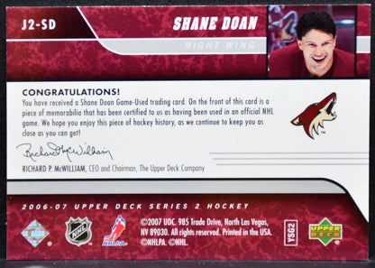 2006-07 UD Series 2 UD Game Jerseys Shane Doan J2-SD Phoenix Coyotes Jersey 8789