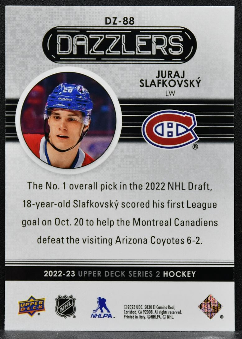 2022-23 Upper Deck Dazzlers Green Juraj Slafkovsky DZ-88 Montreal Canadiens 8960