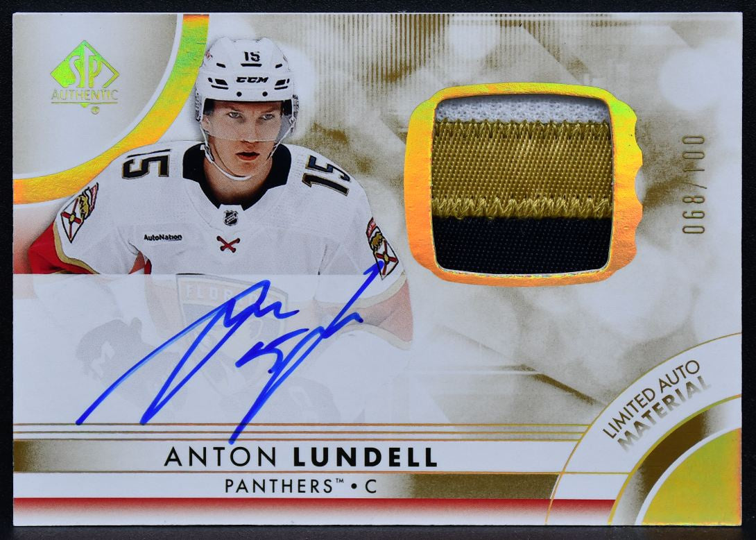 2023-24 SP Authentic Limited Material Lundell Panthers Auto 068/100 Patch 4968