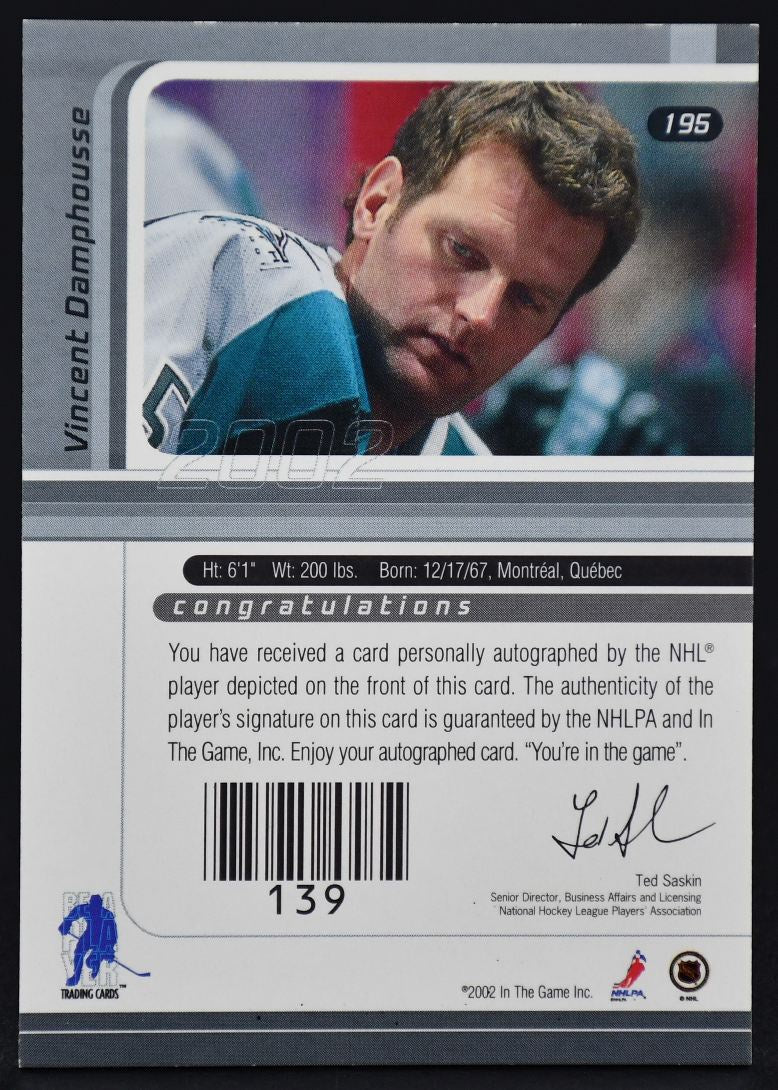 2002-03 Be a Player Signature Series Autograph Damphousse San Jose Sharks
