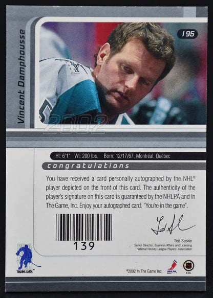 2002-03 Be a Player Signature Series Autograph Damphousse San Jose Sharks