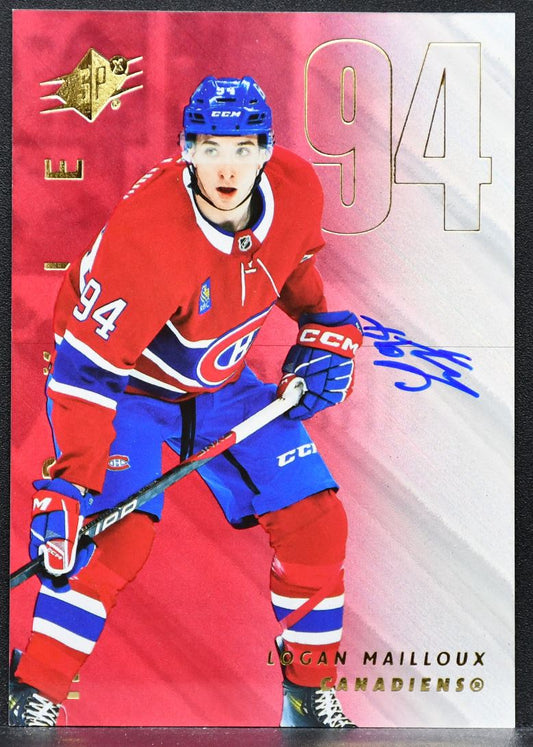 2024-25 SPx Red Auto Logan Mailloux 150 Montreal Canadiens RC Auto 06/25
