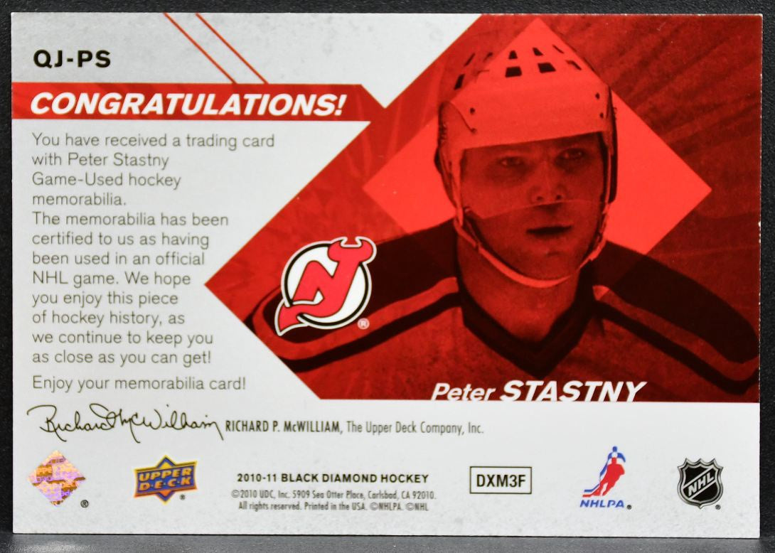 2010-11 Upper Deck Black Diamond Jerseys Quad Peter Stastny Devils Jersey 6838