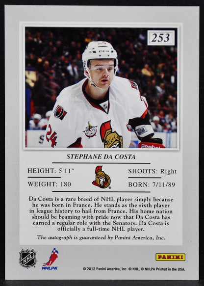 2011-12 Panini Elite Rc Autographs Stephane Da Costa 253 Senators RC Auto 6207
