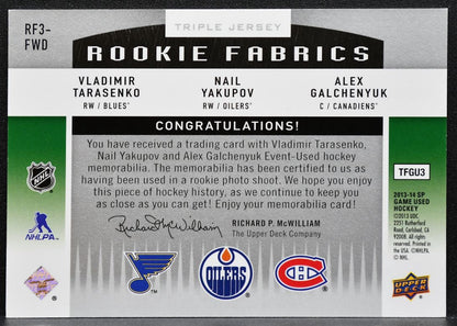2013-14 SPGU Rookie Fabrics Triple Tarasenko/Yakupov/Galchenyuk RC Jersey 5067