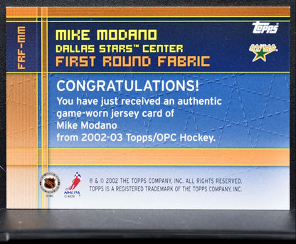 2002-03 Topps First Round Fabric Mike Modano FRF-MM Dallas Stars Jersey 8464