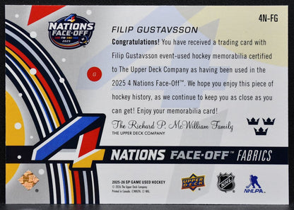 2025-26 SP Game Used 4 Nations Face Off Fabrics Gustavsson Sweden Jersey 6125