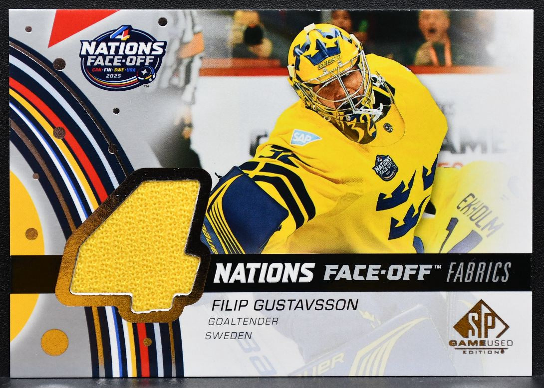 2025-26 SP Game Used 4 Nations Face Off Fabrics Gustavsson Sweden Jersey 6125