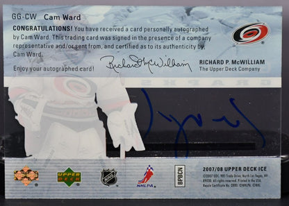 2007-08 UD Ice Glacial Graphs Cam Ward GG-CW RC Auto