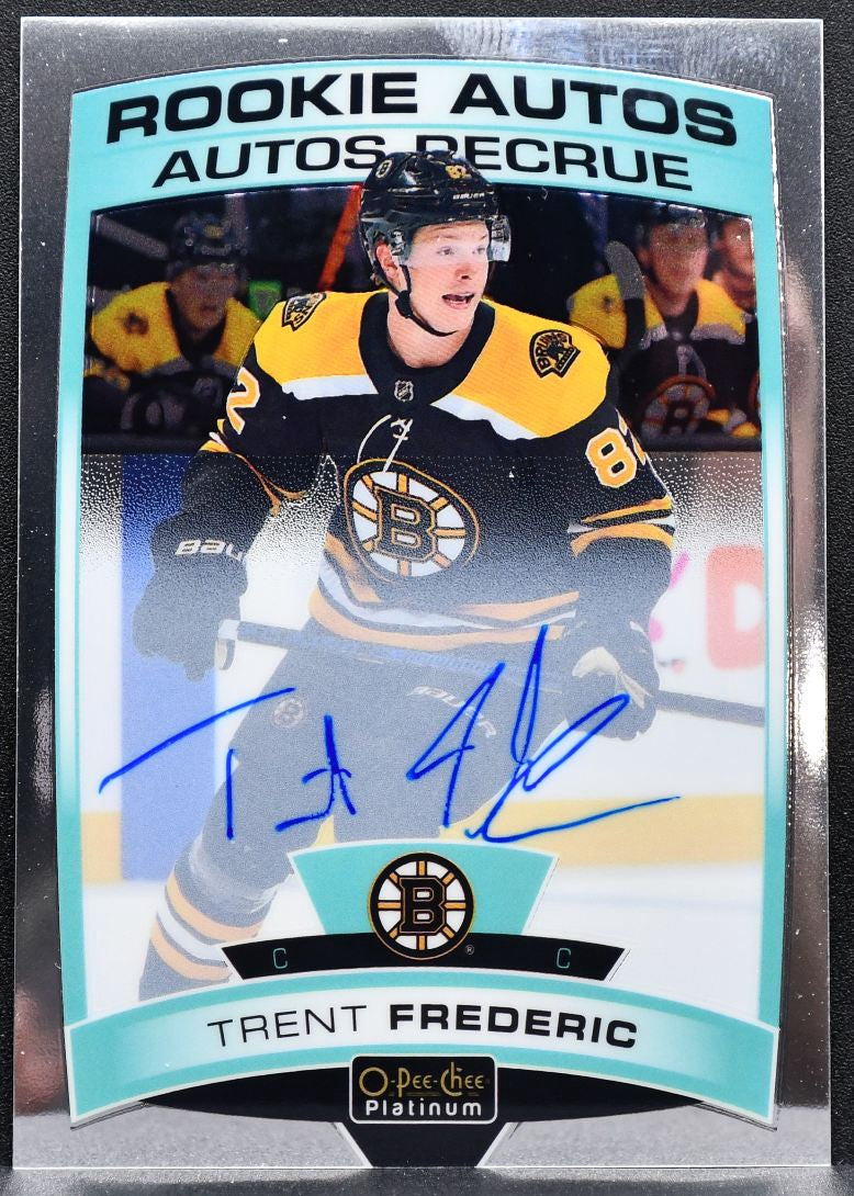 2019-20 O-Pee-Chee Platinum Rookie Autos Trent Frederic R-TF Bruins RC Auto 7283