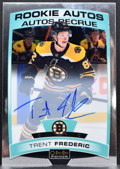2019-20 O-Pee-Chee Platinum Rookie Autos Trent Frederic R-TF Bruins RC Auto 7283