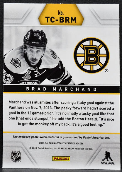 2013-14 Panini Totally Certified Jerseys Red Brad Marchand Bruins Jersey 3902