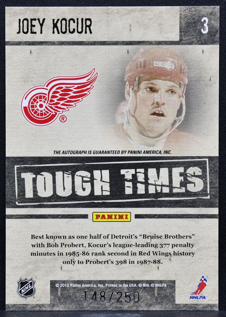 2010-11 Donruss Tough Times Autographs Joey Kocur 3 Auto 148/250 4358