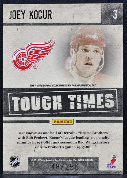 2010-11 Donruss Tough Times Autographs Joey Kocur 3 Auto 148/250 4358