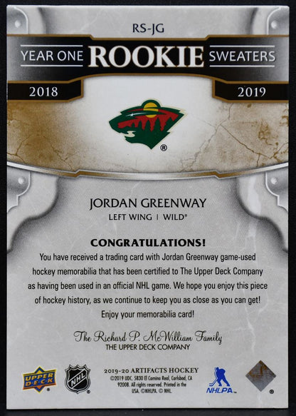 2019-20 UD Artifacts Year One Sweaters Patch Greenway Wild RC 24/25 Patch 3015