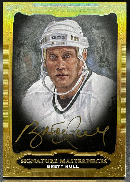 Carte autographiée Brett Hull des Stars de Dallas, Collection Ultimate 2014-2015, Signature Masterpieces