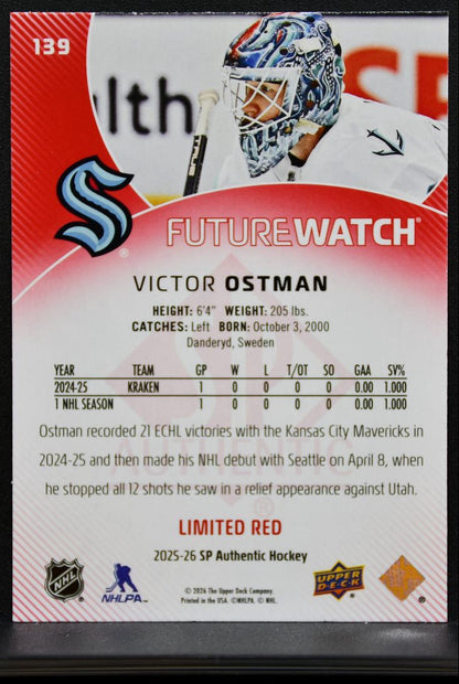 2025-26 SP Authentic Future Watch Limited Red Victor Ostman RC 8525