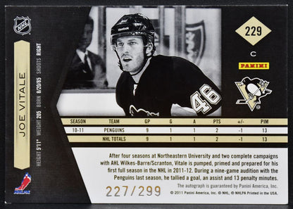 2011-12 Panini Limited Phenoms Vitale 229 Penguins RC Auto 227/299 Patch 0270