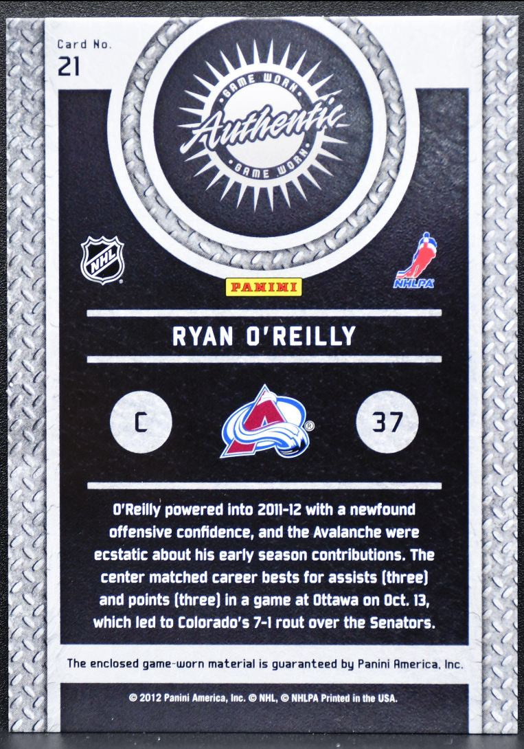 2011-12 Panini Titanium Game-Worn Gear Ryan O'Reilly 21 Jersey 0635