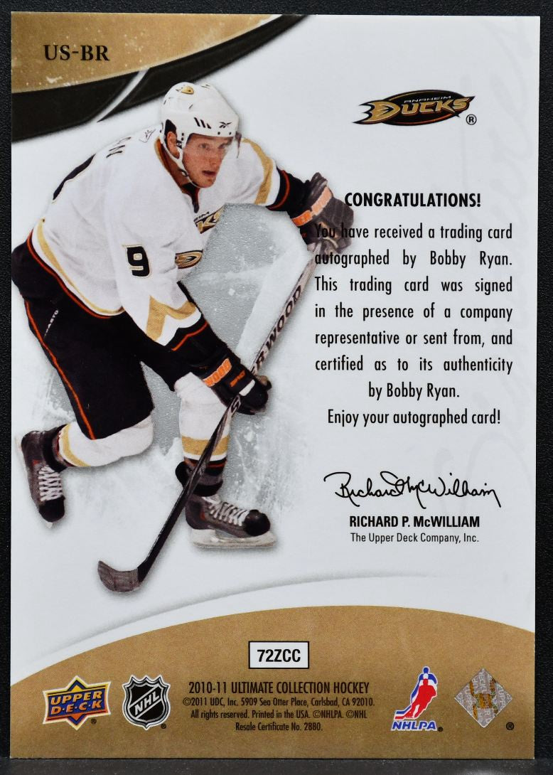 2010-11 UD Ultimate Collection Signatures Bobby Ryan US-BR Ducks Auto 2097
