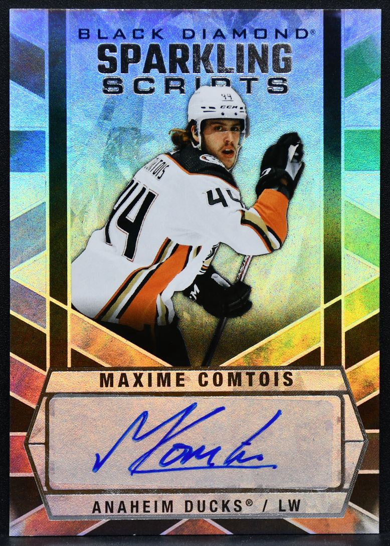 2022-23 UD Black Diamond Sparkling Scripts Maxime Comtois SC-MC Ducks Auto 1288