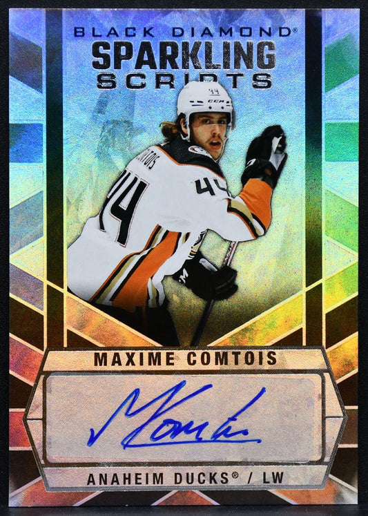 2022-23 UD Black Diamond Sparkling Scripts Maxime Comtois SC-MC Ducks Auto 1288