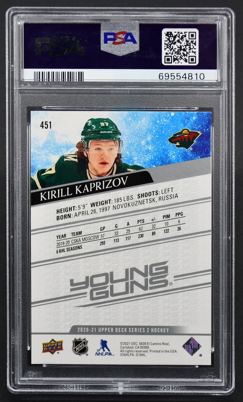 2020-21 UD Série 2 Young Guns Kirill Kaprizov 451 RC