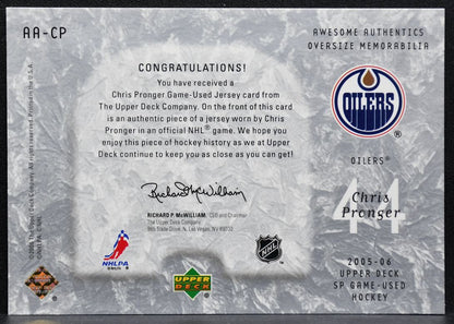 2005-06 SP Game Used Awesome Authentics Chris Pronger Oilers 064/100 Jersey 8382