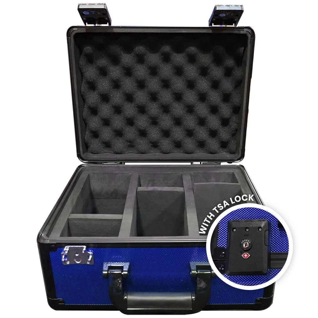 EVORETRO Aluminum Graded Card Storage Box, TSA Lock - Blue - Rows - 90 Cards