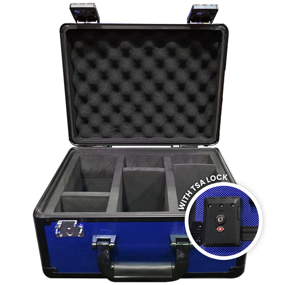 EVORETRO Aluminum Graded Card Storage Box, TSA Lock - Blue - Rows - 90 Cards