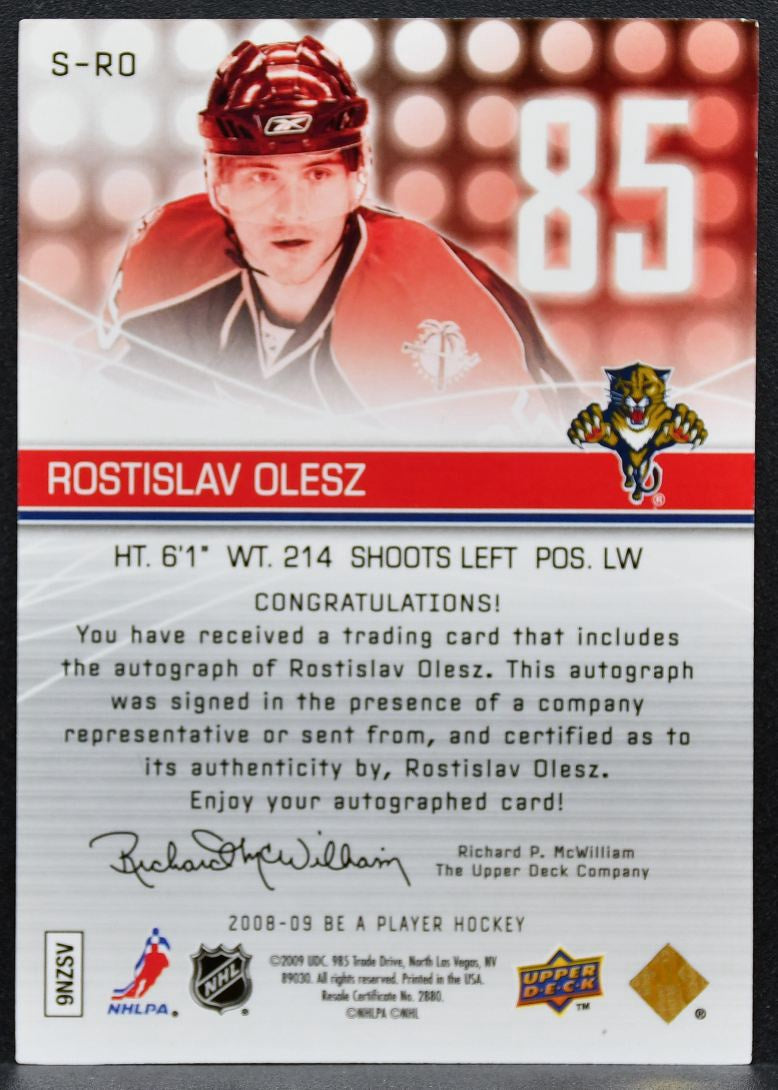 2008-09 Upper Deck Be a Player Signatures Olesz S-RO Florida Panthers Auto 0836