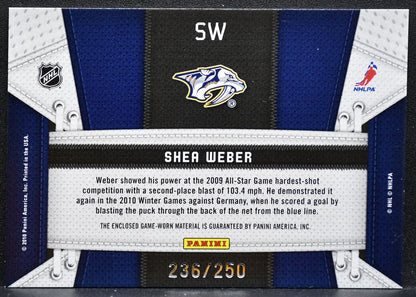 2010-11 Panini Certified Fabric of the Game Shea Weber Predators Jersey 9006