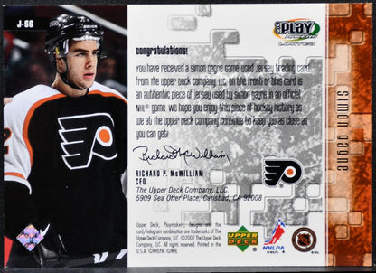 2001-02 Upper Deck Playmakers Limited Jerseys Simon Gagne Flyers Jersey 2430