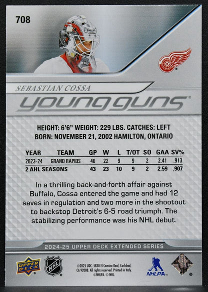 2024-25 Upper Deck Extended Series Young Guns Sebastian Cossa 708 RC 7688