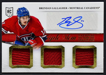 2013-14 Panini National Treasures Triple Mem Rookie Gallagher RC Auto Jersey