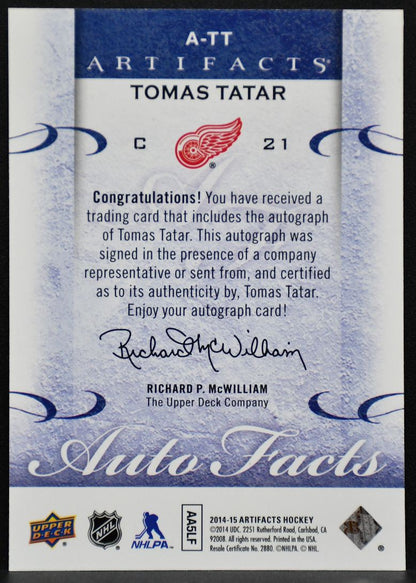 2014-15 Upper Deck Artifacts Autofacts Tomas Tatar A-TT Red Wings Auto 7389
