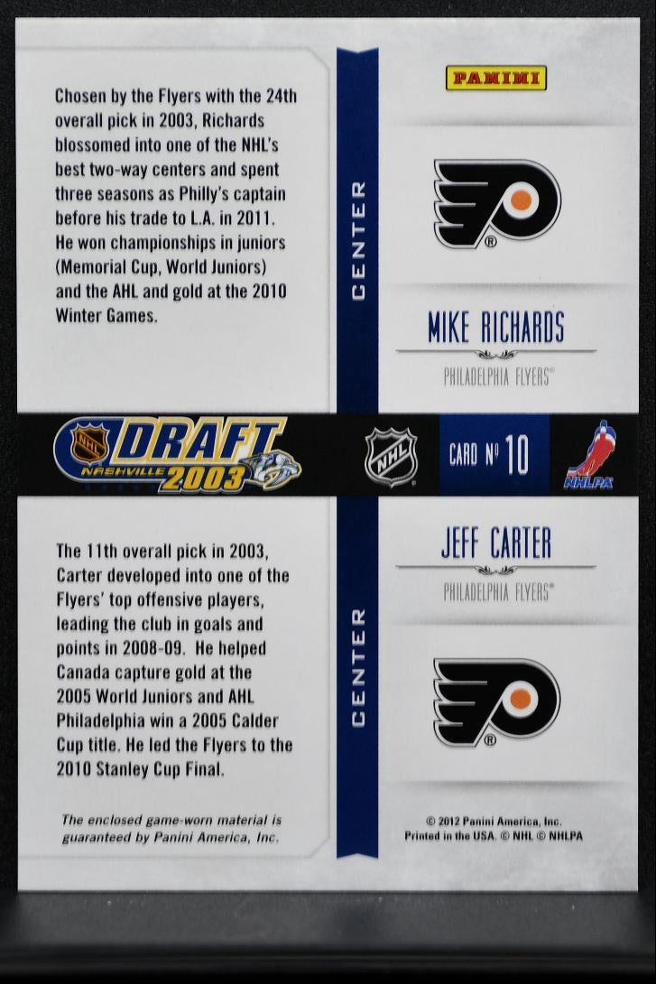 2012-13 Panini Rookie Anthology Draft Year 2003 Richards/Carter Jersey 2913