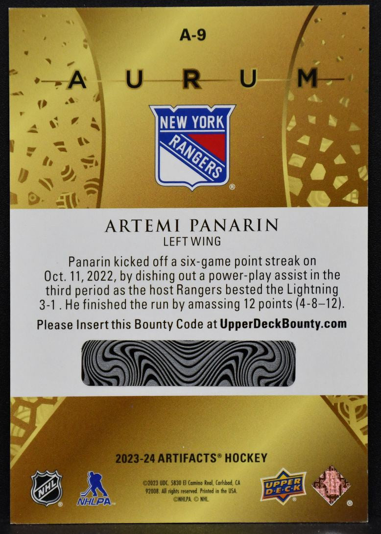2023-24 Upper Deck Artifacts Aurum Artemi Panarin A-9 New York Rangers 7123