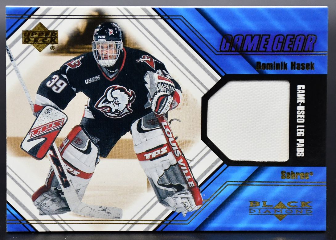 2000-01 UD Black Diamond Game Gear Dominik Hasek L-DH Pads