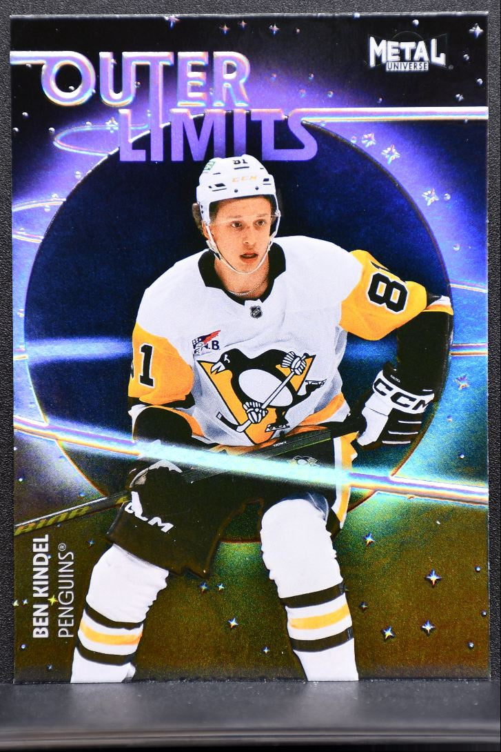 2025-26 SkyBox Metal Universe Outer Limits Ben Kindel OL-95 Penguins RC 3628
