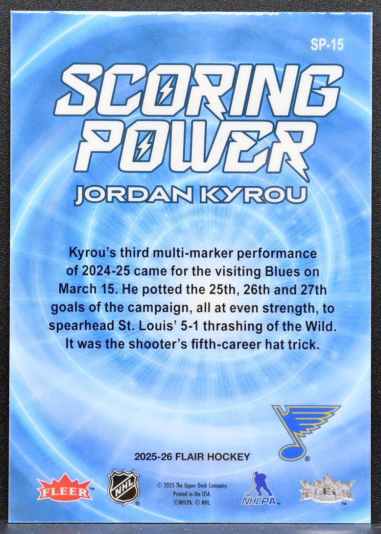 2025-26 Flair Scoring Power Jordan Kyrou SP-15 St. Louis Blues 0320